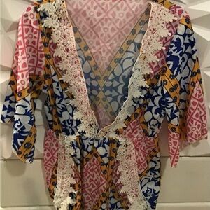 Floral Lace Trim Multicolor Women's Scort